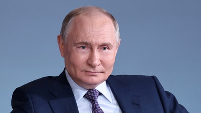 Russian President Vladimir Putin attends a session of the educational marathon "Knowledge. First" in Moscow, Russia, April 30, 2025. (Reuters)