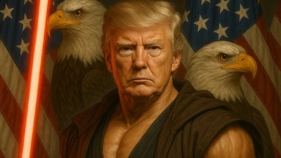 The photo of Donald Trump shared by the White House on Star Wars Day appears to show him as a Sith Lord. (X/ White House) The photo of Donald Trump shared by the White House on Star Wars Day appears to show him as a Sith Lord. (X/ White House)