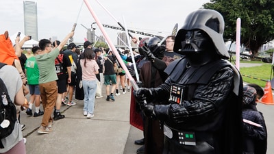 On Sunday, May 4, 2025, participants dressed as iconic Star Wars characters took part in the Star Wars Run event in New Taipei City, Taiwan, celebrating the legendary saga. (AP Photo/Chiang Ying-ying) (AP) On Sunday, May 4, 2025, participants dressed as iconic Star Wars characters took part in the Star Wars Run event in New Taipei City, Taiwan, celebrating the legendary saga. (AP Photo/Chiang Ying-ying) (AP)