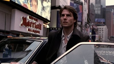 Tom Cruise in the Times Square scene in Vanilla Sky. Tom Cruise in the Times Square scene in Vanilla Sky.