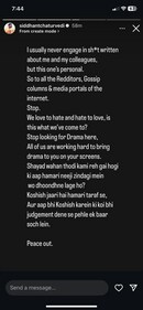 Siddhanth via Instagram Stories.