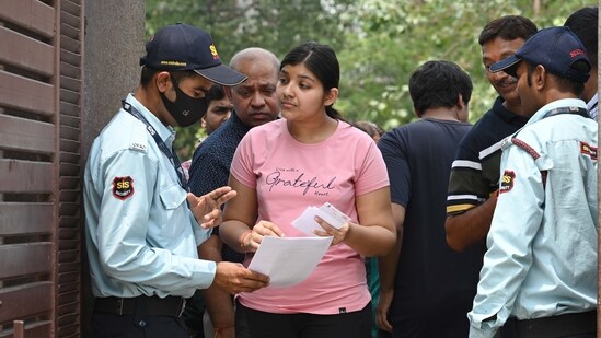 Students were barred from entering the NEET exam for violating the dress code (HT photo)