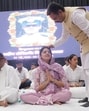 Haryana assembly speaker Harvinder Kalyan with slain Lt Vinay Narwal’s wife, Himanshi, and his grandfather Hawa Singh during a prayer meet in Karnal on Sunday. (HT Photo) Haryana assembly speaker Harvinder Kalyan with slain Lt Vinay Narwal’s wife, Himanshi, and his grandfather Hawa Singh during a prayer meet in Karnal on Sunday. (HT Photo)