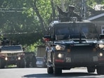 Indian army patrols on way to Hapatnar in Anantnag district south of Kashmir. Indian army patrols on way to Hapatnar in Anantnag district south of Kashmir.