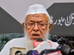 Jamiat Ulama-e-Hind chief Maulana Arshad Madani addresses a press conference in New Delhi. Jamiat Ulama-e-Hind chief Maulana Arshad Madani addresses a press conference in New Delhi.
