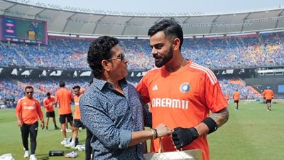 Sachin Tendulkar and Virat Kohli before a match. (ANI) Sachin Tendulkar and Virat Kohli before a match. (ANI)
