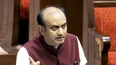 BJP spokesperson Sudhanshu Trivedi criticised Congress for saying they support the government’s response to the Pahalgam attack, calling it fake. (ANI Photo/Sansad TV)