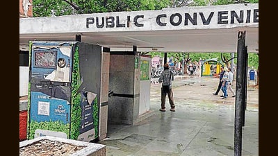 Advertisement on public toilets has long posed a challenge for the MC. (Keshav Singh/HT) Advertisement on public toilets has long posed a challenge for the MC. (Keshav Singh/HT)