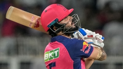 Riyan Parag struck 95 runs off 45 balls against KKR at Eden Gardens. (AFP)