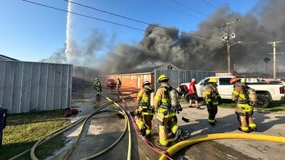 A two-alarm fire broke out near Tampa International Airport on Monday. (X/ Tampa Fire Rescue) A two-alarm fire broke out near Tampa International Airport on Monday. (X/ Tampa Fire Rescue)