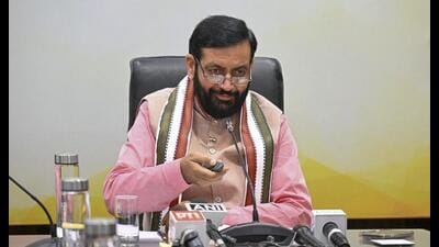 Haryana chief minister Nayab Singh Saini addresses mediapersons in Chandigarh on Monday. (PTI)