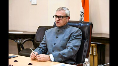 J&K government chief minister Omar Abdullah during a meeting at the Civil Secretariat in Srinagar on Monday. (PTI) J&K government chief minister Omar Abdullah during a meeting at the Civil Secretariat in Srinagar on Monday. (PTI)