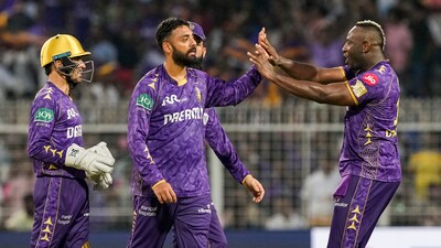 Varun Chakaravarthy gave a huge update on Andre Russell's future. (PTI) Varun Chakaravarthy gave a huge update on Andre Russell's future. (PTI)