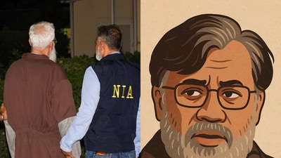 NIA arrested Rana after he was extradited from the US on April 10 and is questioning him at the agency’s headquarters on Lodhi Road in Delhi. (AFP and ChatGPT) NIA arrested Rana after he was extradited from the US on April 10 and is questioning him at the agency’s headquarters on Lodhi Road in Delhi. (AFP and ChatGPT)