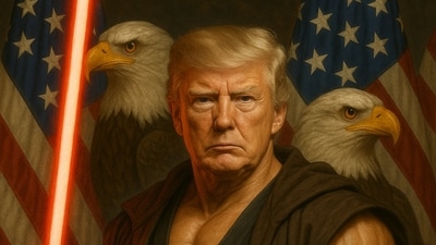 The photo of Donald Trump shared by the White House on Star Wars Day appears to show him as a Sith Lord. (X/ White House) The photo of Donald Trump shared by the White House on Star Wars Day appears to show him as a Sith Lord. (X/ White House)