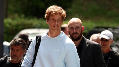 Italy's Jannik Sinner arrives at Campo Centrale. (REUTERS)