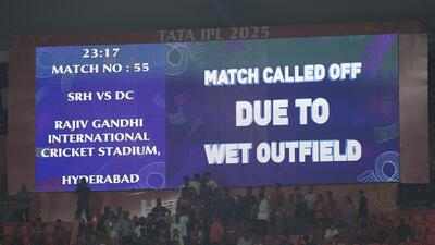 The Sunrisers Hyderabad-Delhi Capitals IPL game in Hyderabad was abandoned following rain at the Rajiv Gandhi International Cricket Stadium on Monday. (AP) The Sunrisers Hyderabad-Delhi Capitals IPL game in Hyderabad was abandoned following rain at the Rajiv Gandhi International Cricket Stadium on Monday. (AP)