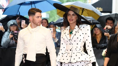 Priyanka Chopra and Nick Jonas depart the Carlyle Hotel. (REUTERS)