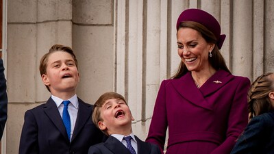 During the VE Day fly past, Prince Louis ensured all attention was on him as stole the show with his antics. (via REUTERS)