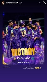 A screengrab of Suhana Khan's story (Instagram) A screengrab of Suhana Khan's story (Instagram)