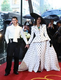 Priance and Nick Jonas depart the Carlyle Hotel before attending the Met Gala, an annual fundraising gala held for the benefit of the Metropolitan Museum of Art's Costume Institute with this year's theme 'Superfine: Tailoring Black Style,' in New York City, New York, U.S., May 5, 2025. REUTERS/Kylie Cooper (REUTERS)