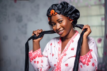 Bonnet helps prevent the hair-product transfer.