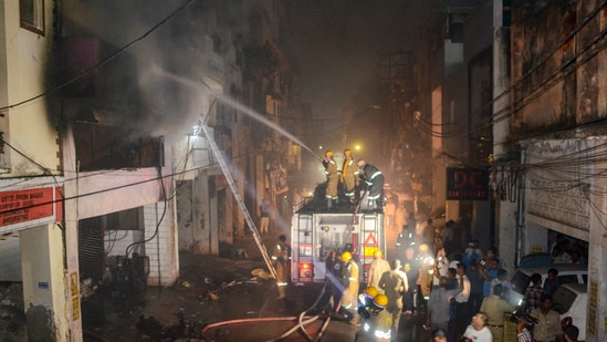 Officials said that efforts were still underway to completely douse the blaze that broke out at the five-storey building in Kanpur. (PTI)