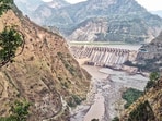 A view of the Salal Dam after its closure led to a significant drop in the water level of Chenab River. A view of the Salal Dam after its closure led to a significant drop in the water level of Chenab River.