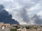 Smoke billows after Israel struck a power station and Sanaa International Airport, in Sanaa, Yemen May 6, 2025.