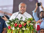 Congress president Mallikarjun Kharge addresses the gathering during the 'Samvidhan Bachao' (Save Constitution) rally, in Ranchi. Congress president Mallikarjun Kharge addresses the gathering during the 'Samvidhan Bachao' (Save Constitution) rally, in Ranchi.