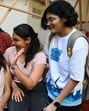 Students of Ruia College congratulate each other on the HSC results (Raju Shinde/HT Photo)