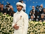 British race car driver Lewis Hamilton arrives for the 2025 Met Gala at the Metropolitan Museum of Art on May 5, 2025, in New York. (Photo by Angela WEISS / AFP)