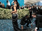 Kim Kardashian poses during the Met Gala, an annual fundraising gala held for the benefit of the Metropolitan Museum of Art's Costume Institute with this year's theme 'Superfine: Tailoring Black Style,' in New York City, New York, U.S., May 5, 2025. REUTERS/Mario Anzuoni     TPX IMAGES OF THE DAY