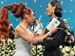 Megan Thee Stallion and Angel Reese attend the Met Gala, an annual fundraising gala held for the benefit of the Metropolitan Museum of Art's Costume Institute with this year's theme 'Superfine: Tailoring Black Style,' in New York City, New York, U.S., May 5, 2025. REUTERS/Mario Anzuoni
