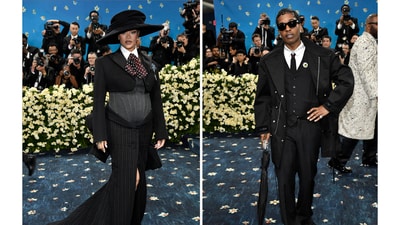 Rihanna, left, and A$AP Rocky pose for cameras at The Metropolitan Museum of Art's Costume Institute benefit gala celebrating the opening of the "Superfine: Tailoring Black Style" exhibition on Monday, May 5, 2025, in New York. (Photo by Evan Agostini/Invision/AP) (Evan Agostini/Invision/AP) Rihanna, left, and A$AP Rocky pose for cameras at The Metropolitan Museum of Art's Costume Institute benefit gala celebrating the opening of the "Superfine: Tailoring Black Style" exhibition on Monday, May 5, 2025, in New York. (Photo by Evan Agostini/Invision/AP) (Evan Agostini/Invision/AP)