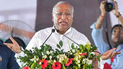 Congress president Mallikarjun Kharge addresses the gathering during the 'Samvidhan Bachao' (Save Constitution) rally, in Ranchi. (ANI) Congress president Mallikarjun Kharge addresses the gathering during the 'Samvidhan Bachao' (Save Constitution) rally, in Ranchi. (ANI)