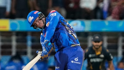 MI slid again after the partnership between SKY and Jacks and Corbin Bosch provided a late push which took them to 155 (PTI) MI slid again after the partnership between SKY and Jacks and Corbin Bosch provided a late push which took them to 155 (PTI)