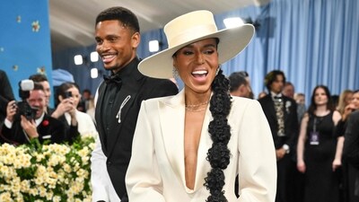 Kerry Washington wore this structured hat with a wide brim. (AFP)