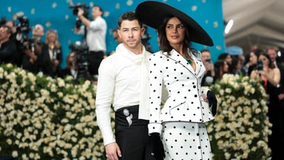 Nick Jonas and Priyanka Chopra pose during the Met Gala. (REUTERS)