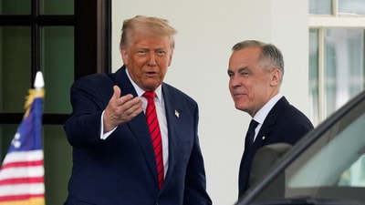 Carney stated that "this is a bigger discussion," acknowledging that tariff bluster alone would not influence Trump. (REUTERS)