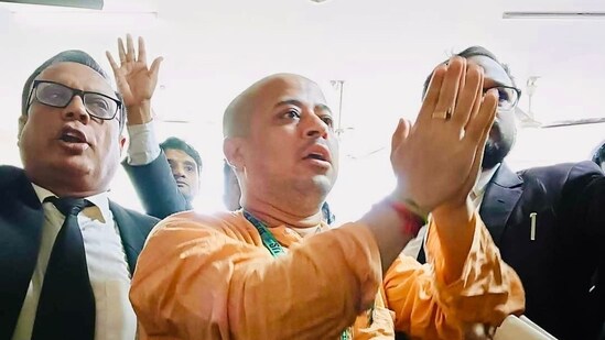 Hindu leader Chinmoy Krishna Das had been previously detained in relation to a murder case in Bangladesh (Chinmoy Krishna Das official channel/X)