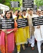 BJP leaders during a protest against the AAP government in Punjab over water war with Haryana, in New Delhi on Tuesday. (HT Photo) BJP leaders during a protest against the AAP government in Punjab over water war with Haryana, in New Delhi on Tuesday. (HT Photo)