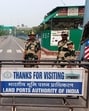 Border Security Force personnel standing guard at Attari-Wagah border in Amritsar on Wednesday. (Sameer Sehgal/HT) Border Security Force personnel standing guard at Attari-Wagah border in Amritsar on Wednesday. (Sameer Sehgal/HT)