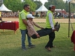 Civil defence personnel during a mock drill in Varanasi on May 7, 2025. 