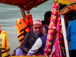Srinagar: AIMIM chief Asaduddin Owaisi during a visit to Dal Lake, in Srinagar, Tuesday, May 6.