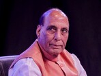  Defence Minister Rajnath Singh speaks at the opening of 50 new road and bridge projects by the Border Roads Organisation (BRO).