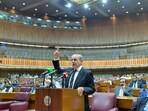 Pakistan Prime Minister Shehbaz Sharif (C) addressing the special session at the National Assembly in Islamabad on May 7. Pakistan Prime Minister Shehbaz Sharif (C) addressing the special session at the National Assembly in Islamabad on May 7.
