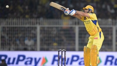 With CSK needing 8 to win off the last over, Dhoni hit a four first ball to reduce it to two. He then had to get off strike a ball later leaving the scores tied. (AFP) With CSK needing 8 to win off the last over, Dhoni hit a four first ball to reduce it to two. He then had to get off strike a ball later leaving the scores tied. (AFP)