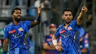 Mumbai Indians' Deepak Chahar (R) and captain Hardik Pandya (AFP) Mumbai Indians' Deepak Chahar (R) and captain Hardik Pandya (AFP)