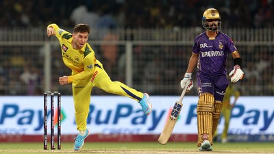 Rahane and Narine's charge put KKR on top in the powerplay but Noor Ahmad put the breaks on their progress in the middle overs. Noor eventually finished with figures of 4/31 and was awarded player of the match.&nbsp; (REUTERS)